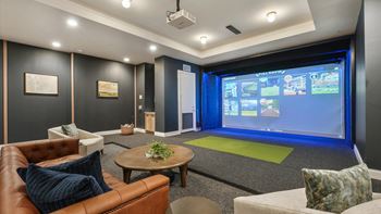 Indoor golf simulator lounge